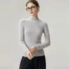 Suéter 100% Caxemira Pura Feminino Gola Alta Meio Slim Fit Valoriza a Silhueta Cor Sólida Outono/Inverno Camada Interna Camada Base Malha Top