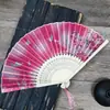 Leque Dobrável de Bambu para Mulheres, Leque de Dança Vermelho Estilo Chinês Tradicional, Leque Dobrável Trançado de Bambu