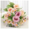 Pintura a Óleo de Arranjo de Flores Artificiais de 7 Pétalas Buquê de Rosas Venda Direta da Fábrica Planta Verde Artificial Decoração de Casamento Estilo Ins Flor Artificial