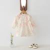 Vestido de primavera y otoño para niñas, nuevo estilo coreano, cuello redondo, manga larga, falda floral, estilo extranjero, princesa