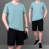 Camiseta de Gelo de Seda de Manga Curta para Meia-Idade e Idosos 2026 Nova Roupa Esportiva Solta Fato Casual de Pai para Homens