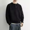 Suéter Henley retro americano para hombre, colección de otoño e invierno, corte limpio, alta gama, color liso, estilo casual, prenda interior de punto