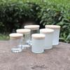 Vela esmerilada Taza con tapa de madera Recipiente para velas de aromaterapia románticas Fragancia de interior Copa de cera de vidrio transparente Candelabro al por mayor