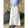Verano Nuevo Estilo Coreano Ropa de Trabajo para Exterior Falda con Bolsillos Tridimensionales, Suave, Cómoda, Holgada y Adelgazante Falda Larga para Mujer