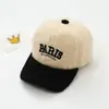 Chapéu infantil de inverno com letra PARIS, boné de beisebol com forro de fleece, quente, para idades de 3 a 10 anos, unissex, para exportação
