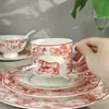 Venta al por mayor transfronteriza Vajilla de Porcelana Ósea Dijia Serie Ruyi Tigre Plato para Comida Occidental de Hotel Plato para Bistec Plato para Taza Plato para Bol Cuchara Vajilla