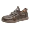 Zapatos Casuales de Cuero para Hombre de Primavera y Otoño Transpirables Antideslizantes Zapatos Deportivos Suela Suave Superficie Suave Versátiles Zapatos de Negocio Zapatos de Malla de Cuero
