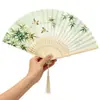 Leque Dobrável Estilo Antigo, Leque de Dança Estilo Chinês, Leque para Foto Retro Hanfu, Leque Dobrável de Seda Durável Clássico