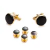 Conjunto de Seis Peças Gota de Óleo Redonda Punho de Camisa Francesa Studs para Smoking Conjunto de Studs para Smoking