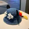 Sombrero de Pescador para Mujer Nuevo Dibujos Animados de Mickey Lindo Sombrero de Estudiante Estilo Coreano Ins Orejas Adorable Versátil Sombrero de Pescador de Celebridad de Internet