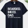 Camiseta de Manga Corta para Hombre con Gráfico de Papá Tatuado con Barba, Camiseta de Moda de Verano Cómoda y Elástica