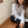 Top de Otoño Temprano Ins Camiseta Blanca de Manga Larga Estilo Coreano Holgada Cuello Redondo Combinable Color Sólido Camiseta Básica de Primavera y Otoño para Estudiantes
