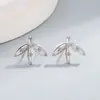 Pendientes Minimalistas de Hoja Nuevos y de Moda Coreanos y Japoneses para Mujer, Simples, Delicados, Exquisitos, Versátiles, Nuevos Accesorios de Oreja Estilo Bosque