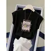 2026 Novo Estilo Manga Bufante Ombro Reto Algodão Puro Manga Curta Camiseta Feminina Moda Versátil Chique Camiseta Top Verão Tendência