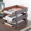 Caixa de Armazenamento de Arquivos para Mesa em Couro Gaveta Tipo Porta-Arquivos Caixa de Informações Caixa de Armazenamento Criativa para Mesa de Escritório