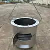Fogão de Aquecimento de Carvão Espessado, Fogão de Queima Dupla a Carvão e Madeira, Fogão a Lenha Rural, Fogão de Churrasco para Camping, Fogão de Sopa Doméstico