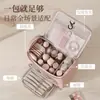 Bolsa de maquillaje Beilian de gran capacidad con compartimentos, bolsa de almacenamiento portátil para viajes, impermeable con gancho, neceser, bolsa para lápiz labial y brochas de maquillaje