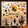 Pegatinas Estáticas para Ventana 'Feliz Halloween' Transfronterizas Silueta Luna Bruja Árbol Muerto Espantapájaros