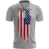 Camiseta POLO de Manga Corta para Hombre Impresa en 3D para el Día de la Independencia Europeo y Americano Transfronterizo, Top Deportivo Casual de Moda
