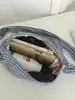 Bolso Luna de Cuadros Plegados Retro Japonés Bolso de Lona de Moda Ins Bolso Cruzado de Empanada Bolso de Hombro de Nicho Bajo el Brazo