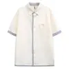 Camisa de Cuadros Patchwork de Verano para Hombre, Estilo Americano, Falso Dos Piezas, Diseño Color-Blocking, Manga Corta, Marca de Moda, Estilo Callejero Genial, Camiseta Old Money