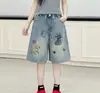 Pantalones para niñas, jeans para niños, ropa de verano, nuevo estilo 2026, corte holgado, pantalones rectos transfronterizos, shorts estampados, modernos