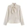 Moda Femenina Transfronteriza AliExpress 2026 Estilo Europeo y Americano Camisa de Manga Larga con Botones y Corbata de Lazo F612814