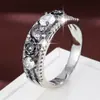Anillo de Calavera Personalizado Tk Transfronterizo con Incrustación de Rosa y Circonita, Anillo de Dedo Índice de Moda Unisex al por Mayor