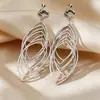 Brincos de Gancho de Linha Vazados com Strass em Formato de Diamante, Brincos Personalizados da Moda com Sensação de Luxo Leve e de Alta Qualidade, Acessórios de Orelha de Moda em Metal para Mulheres