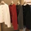 Otoño e Invierno nuevo cárdigan de cachemira de cuello redondo para mujer abrigo suelto de punto 100% lana pura suéter estilo occidental top estilo coreano