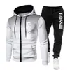 Ropa Deportiva con Capucha y Cremallera para Hombre, Traje de Sudoración Casual de Marca Tendencia con Estampado, Nuevo para Otoño e Invierno 2025, Transfronterizo
