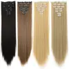 Set de Peluca Europea y Americana de Siete Piezas de Cabello Largo y Liso Transfronterizo para Aumentar el Volumen del Cabello, Extensiones de Cabello de Peluca Natural Invisibles