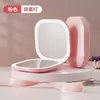 Espejo de maquillaje LED de doble cara con lupa, plegable y portátil, con luz incorporada para retoques, espejo compacto de alta definición con tapa abatible