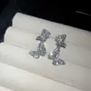 Pendientes Vintage de Segunda Mano con Circonita y Perla Lujo Accesible Exquisitos Pendientes de Gama Alta Diseño de Pendientes de Nicho Venta al por Mayor