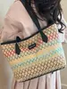 Bolso tejido de gran capacidad para mujer, nuevo modelo 2026, bolso de hombro de gran capacidad, bolso de mano tipo cesta de verduras, bolso de paja de regalo