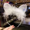 Diadema joyería transfronteriza pluma encaje negro orejas de gato sexys diadema fina diadema de celebridad de internet accesorios para fiestas y actuaciones
