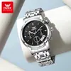 Reloj Marca Opk Tres Ojos Multifuncional de Negocios de Cuarzo Calendario Simple Correa de Acero Luminoso Impermeable Reloj para Hombre Reloj para Hombre