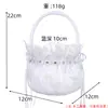 Cesta de flores redonda de estilo occidental para bodas transfronterizas, ribete de encaje blanco, decoración de lazo, cesta de flores para niños para lanzar flores