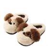 Lindas pantuflas de algodón de invierno con diseño de cachorro de dibujos animados para mujer, adecuadas para usar en casa y al aire libre, de felpa, cálidas, versátiles, estilo de pareja, pantuflas de punta cerrada
