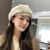 Sombrero Otoño e Invierno para Mujer Gorra Octogonal Nube Negra Casual Coreana Combinable Cabeza Grande Muestra Rostro Pequeño Boina Invertida Moderna