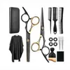Tijeras Profesionales de Peluquería Negro Dorado para Cortar Flequillos, Tijeras de Diente Plano, Tijeras Adelgazadoras, Set de Herramientas de Alta Gama