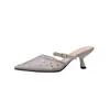Nuevas sandalias de tacón de aguja de 6 cm, transpirables, de malla, con punta fina, sin talón, elegantes y con estilo, para mujer