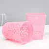 Caixa de Armazenamento de Mesa Plástico Trançado Anti-Rattan Tubo de Armazenamento Redondo para Escritório Suporte para Caneta Pequeno Criativo Simples Oco para Estudante