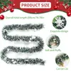 Decoração de Natal Popular de 2m: Guirlanda de tinsel com bordas brancas, agulhas de pinheiro verde-escuras com fitas de borda verde para decoração de festa