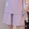 Verano Nuevo Shorts de Manga Corta, Traje Casual Elegante para Niñas y Estudiantes, Conjunto Deportivo Holgado de Dos Piezas a la Moda, Tendencia de Verano