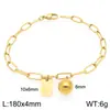 Pulsera Cuadrada de Moda con Letras Inglesas (26), Cadena Sencilla Tipo Clip Estilo Ins, Bola Redonda, Acero de Titanio Chapado en Oro de 18K