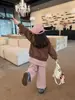 Conjunto Infantil Niñas Invierno Nuevo Estilo Niños Medianos y Pequeños Elegante Chaqueta con Cremallera de Felpa Adicional Pantalones Cubrepañales Gruesos Rayados para Bebé