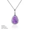 Pingente de Cristal Natural em Forma de Gota d'Água Transfronteiriço com Corrente de Clavícula de Cobre Cravejada de Diamantes, Colar de Cristal de Ametista Natural em Forma de Gota d'Água