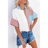 Camisa de manga corta holgada informal con bolsillos y colores a juego de estilo europeo y americano de AliExpress para mujer 2023