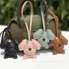 Nova Série Miu Bolsa Pingente Cachorro de Pelúcia Cacheado Couro PU Pingente Fofo de Chaveiro de Cachorro Pingente de Couro